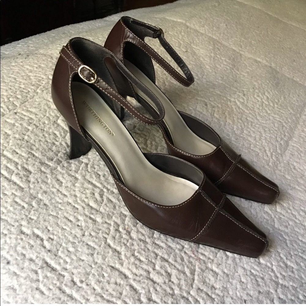 Brown Ankle Strap Heels